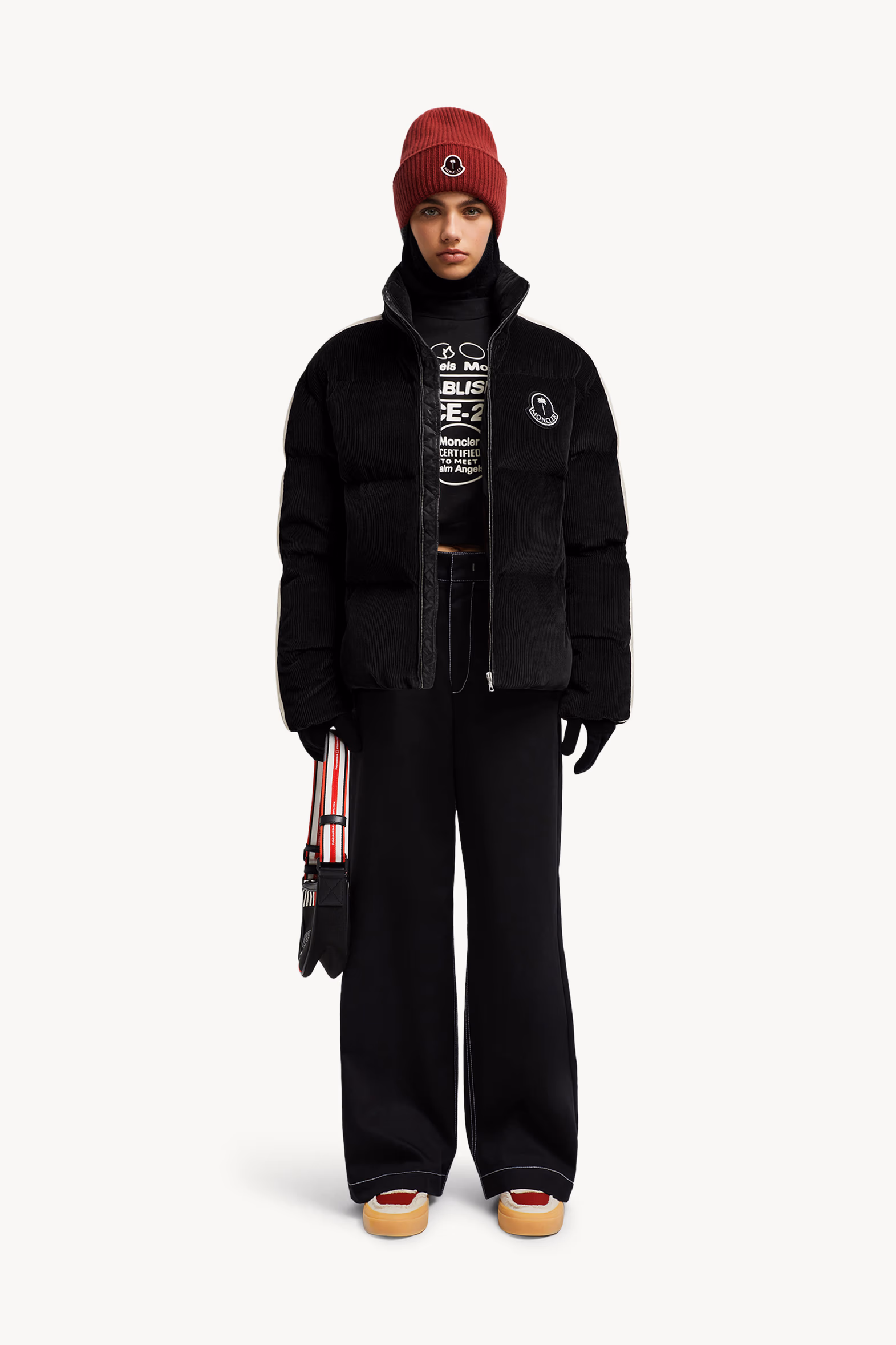 Doudoune courte en velours côtelé Abrolhos Moncler x Palm Angels Mixte Noir Moncler 3